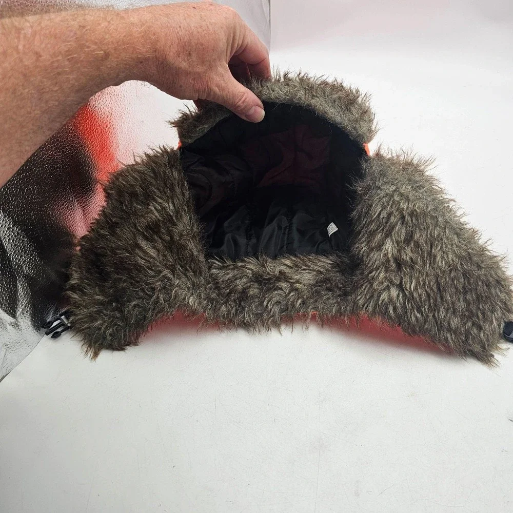 Blaze Orange Hat Trapper Faux Fur Ear Flap Winter Hunting One Size Mens Outdoor
